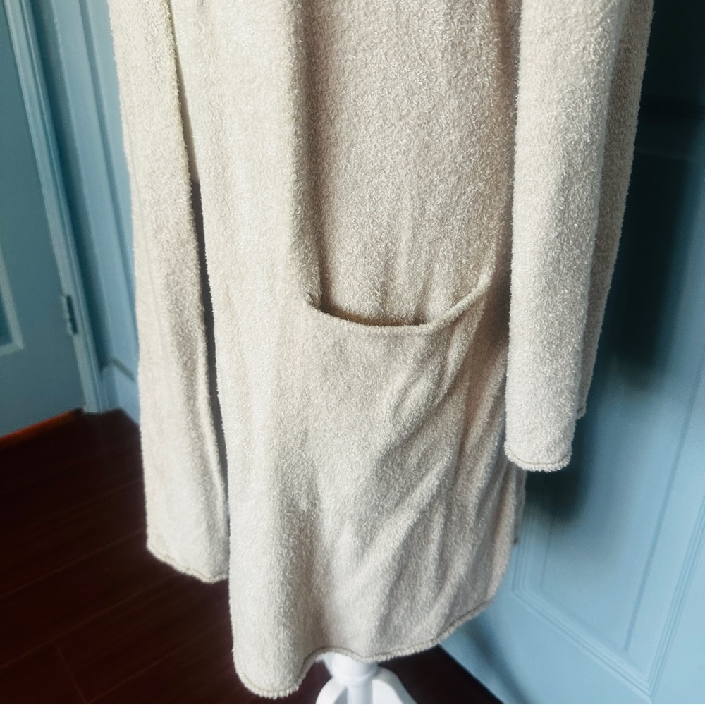 Barefoot Dreams CozyChic Luxe Lite Women's Cream Open-Front Cardigan Sweater - Picture 3 of 7